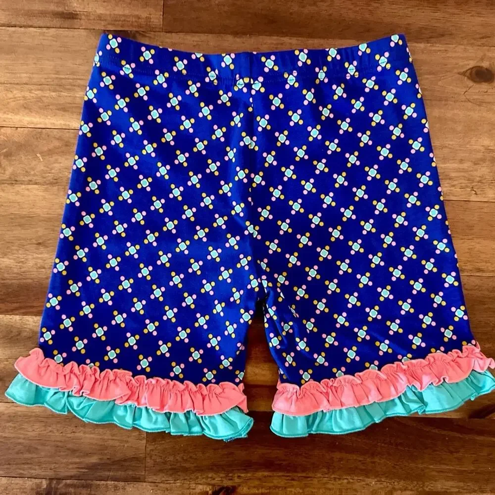 NWT Wildflowers Best Day Ever Road Trip Shorties Blue Pink Green Knit Ruffle 12